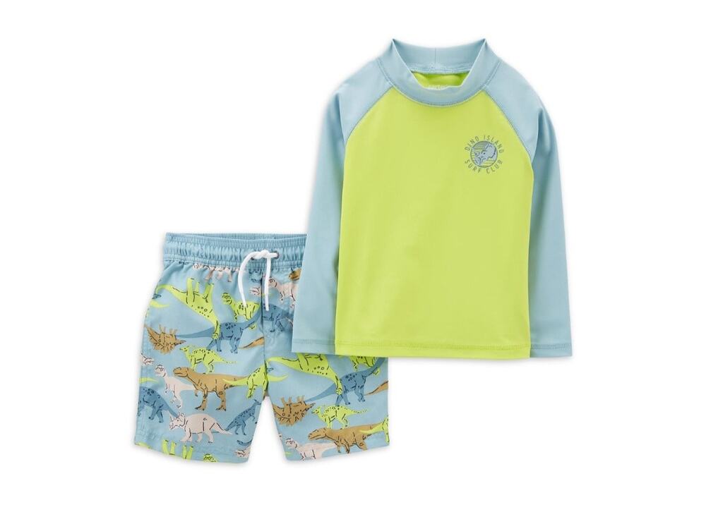New toddler dinosaur rash guard swim trunks set 12 months